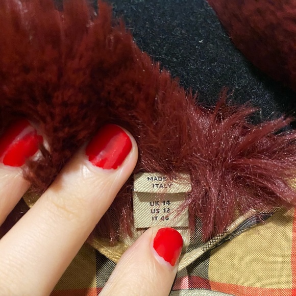 NEW BURBERRY Womens Maroon Alnswick Faux Fur Coat - Picture 6 of 7